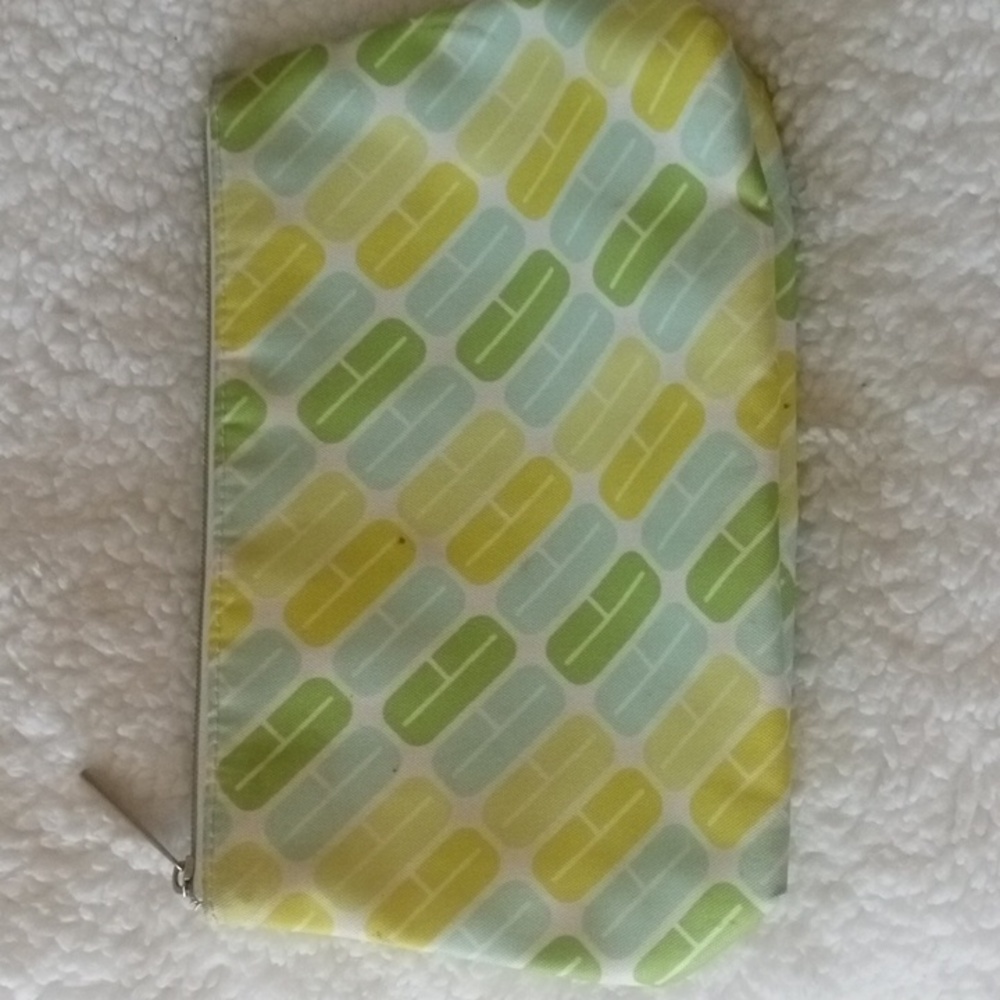 Clinique yellow and green makeup bag